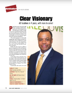 Multi-Unit Franchisee magazine article cover featuring Pearle Vision owner, Bill Noble