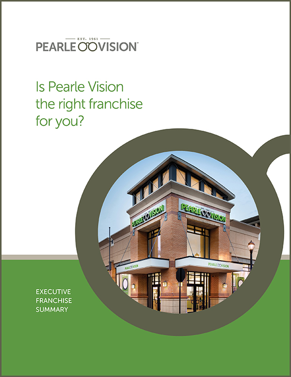 Cover of a downloadable resource containing information about owning a Pearle Vision Franchise